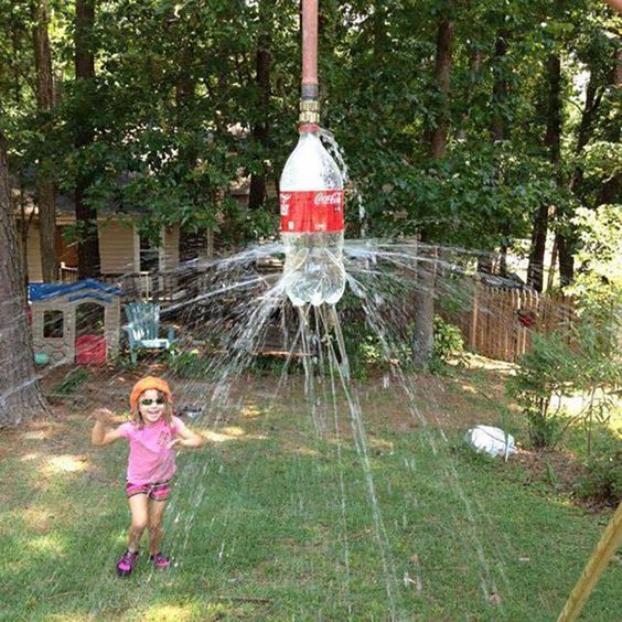 Make a rotating sprinkler with a bottle