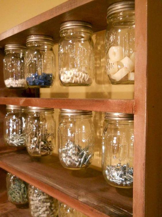 Store hardware in glass containers
