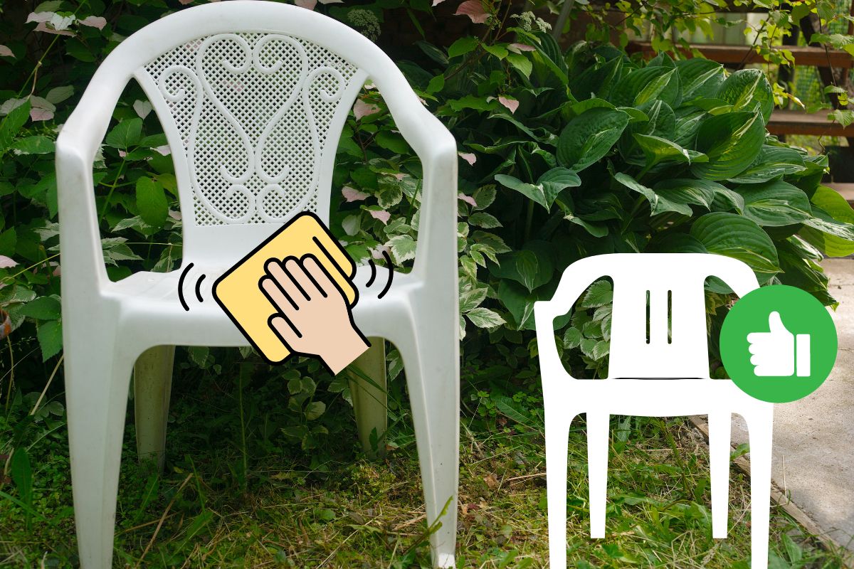 Truc pour nettoyer une chaise de jardin en plastique blanc noirci