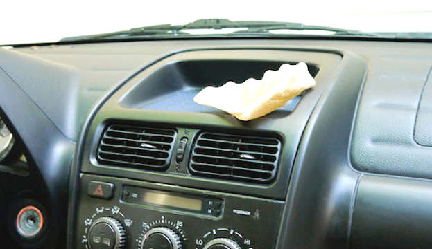Clean the dashboard with coffee filters