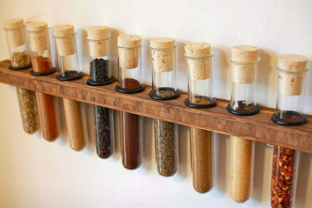 storage for spices in test tubes 