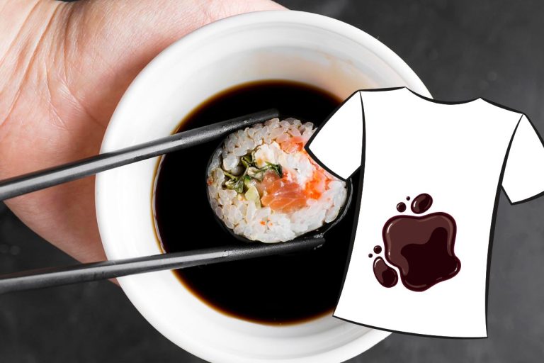 Tache de sauce soja sur tissu