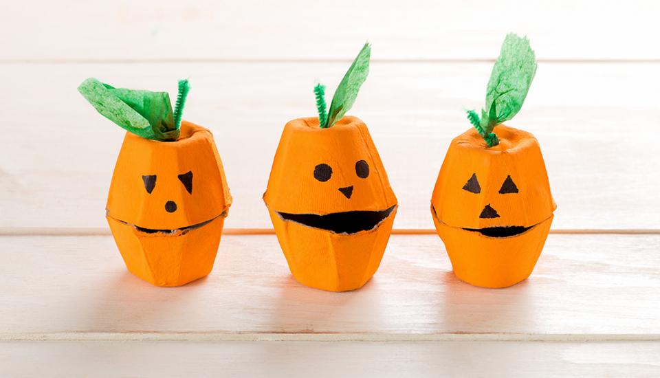 Bricolage de citrouille en boite d'œuf