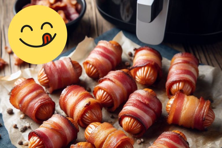 Des saucisses enroulées de bacon au air fryer